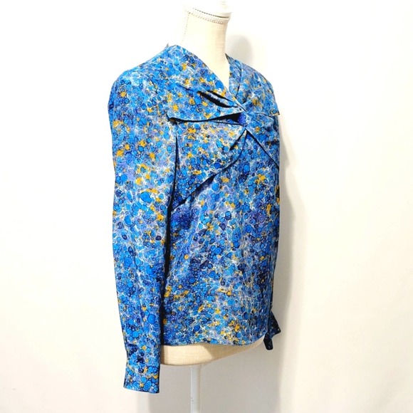 The Fold London Silk Cottage Floral Front Twist Long Sleeve Blouse Women 2 - Picture 2 of 8